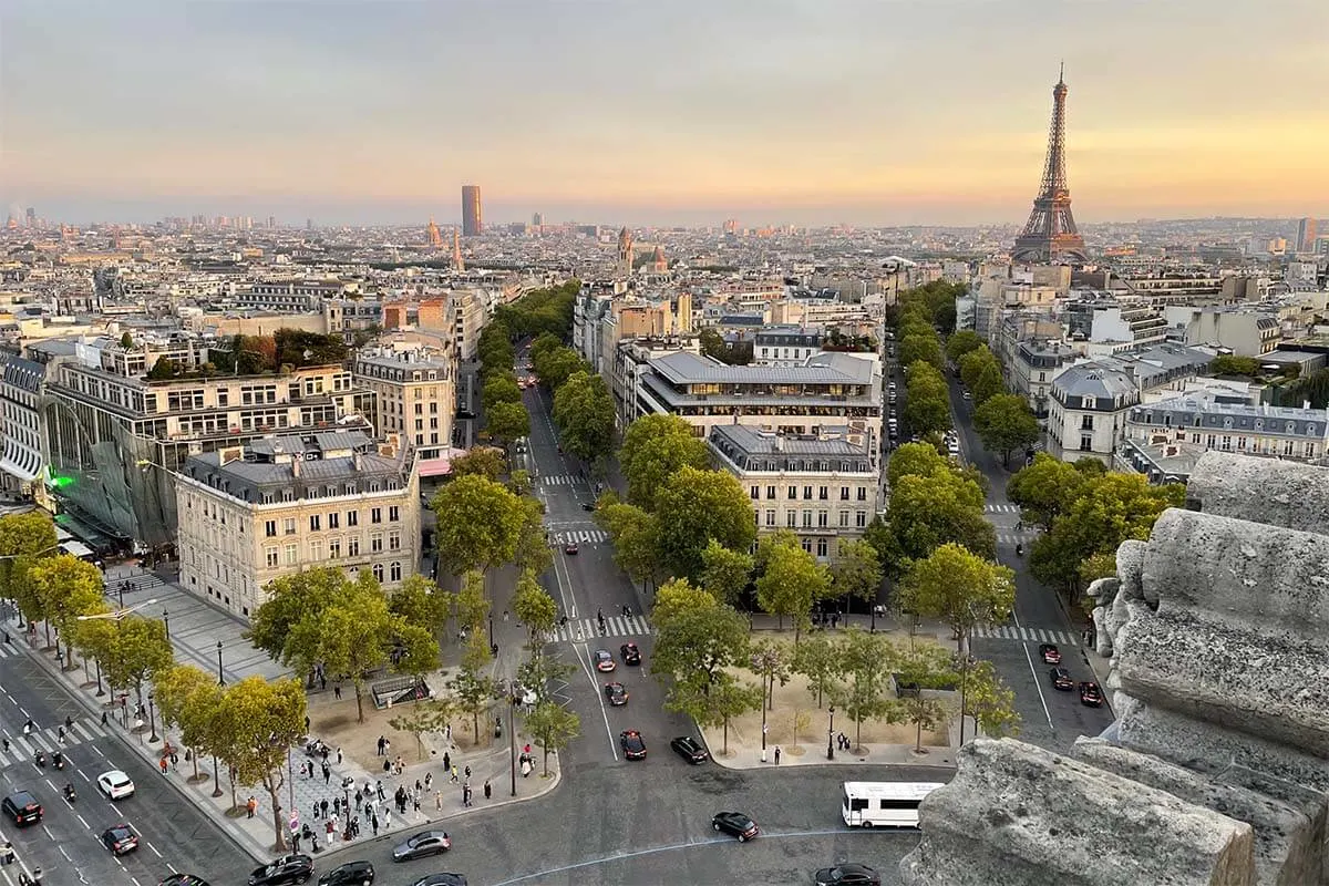 Paris skyline with Eiffel Tower - view from Arc de Triomphe