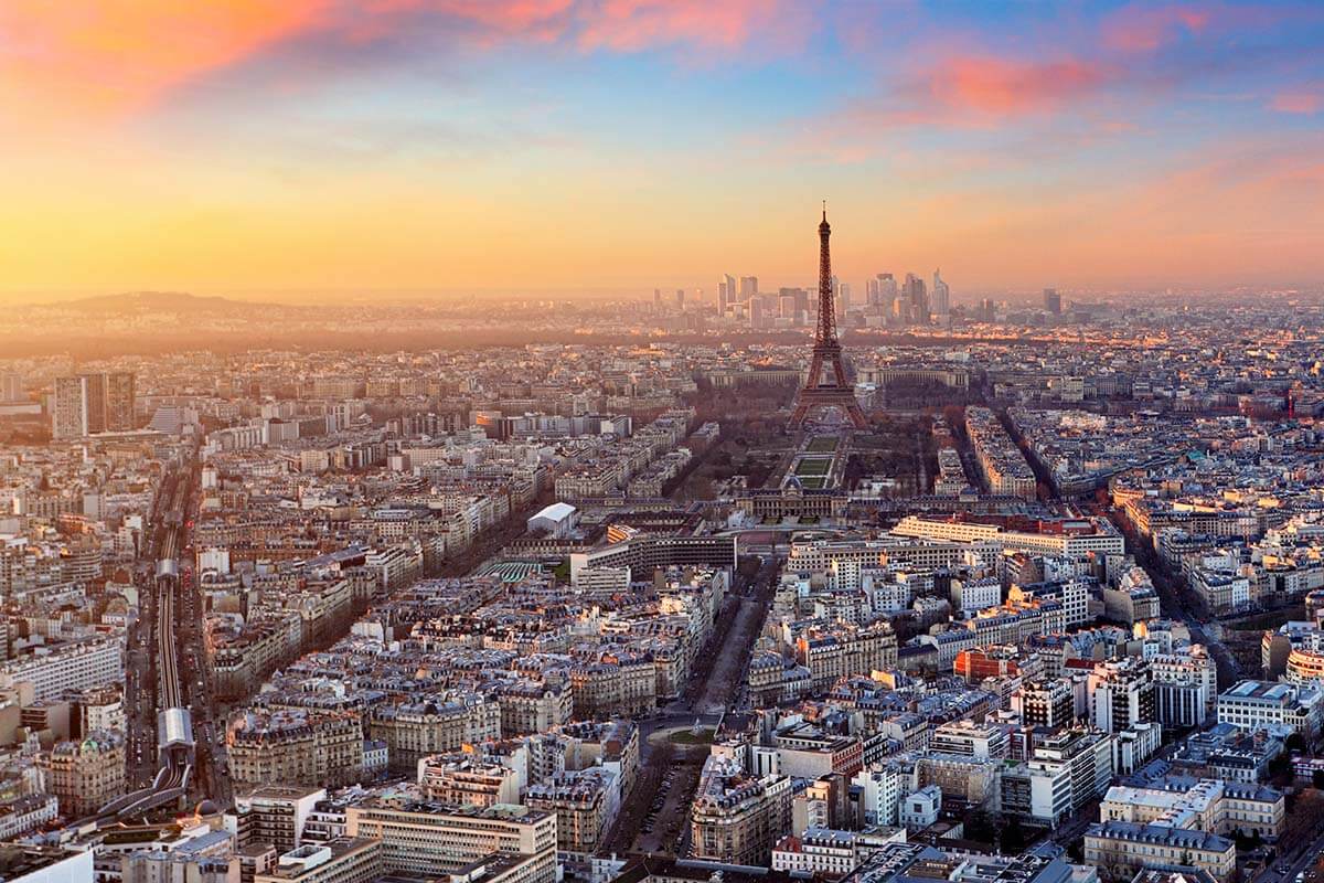 Paris sunset view from Montparnasse Tower