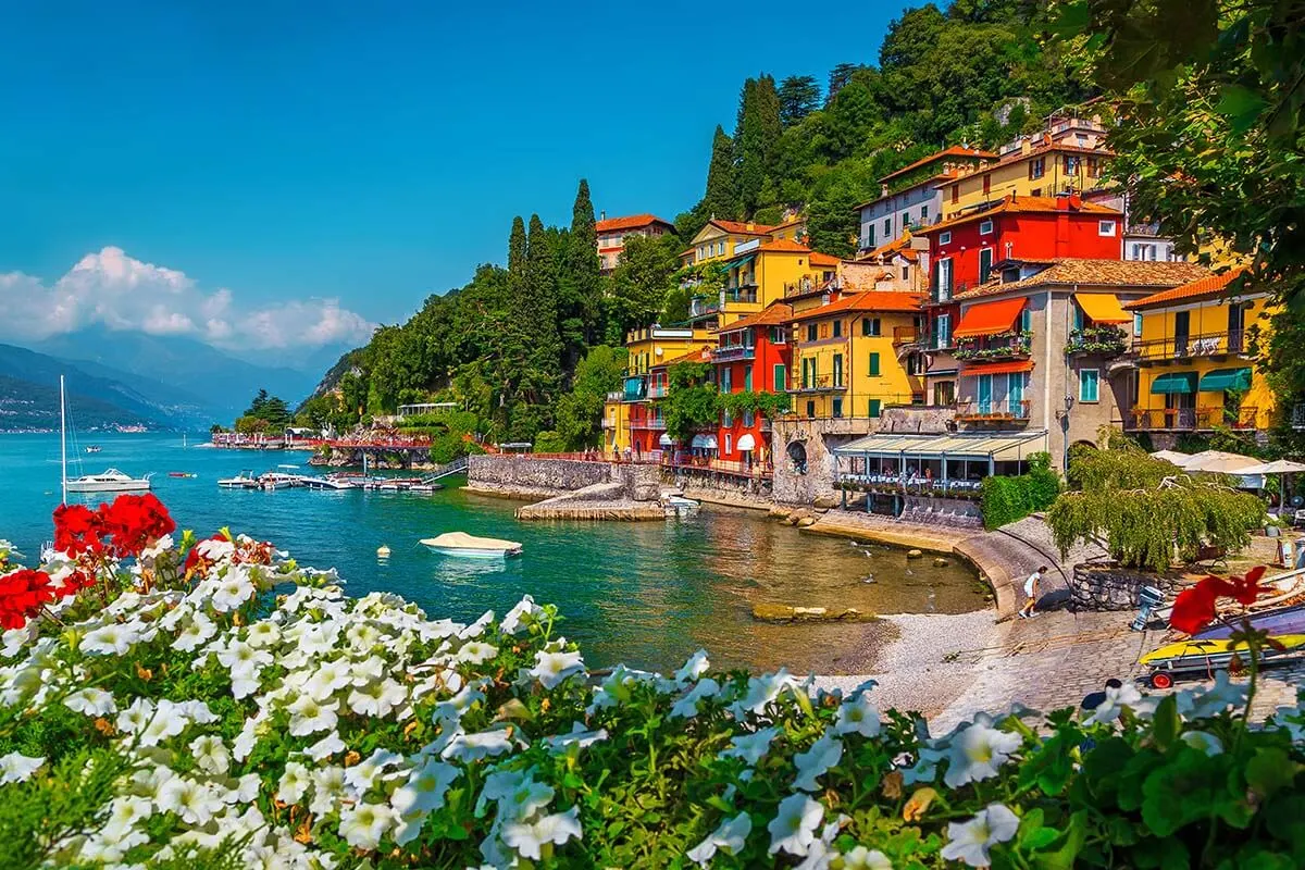 Riva Grande waterfront area in Varenna, Lake Como