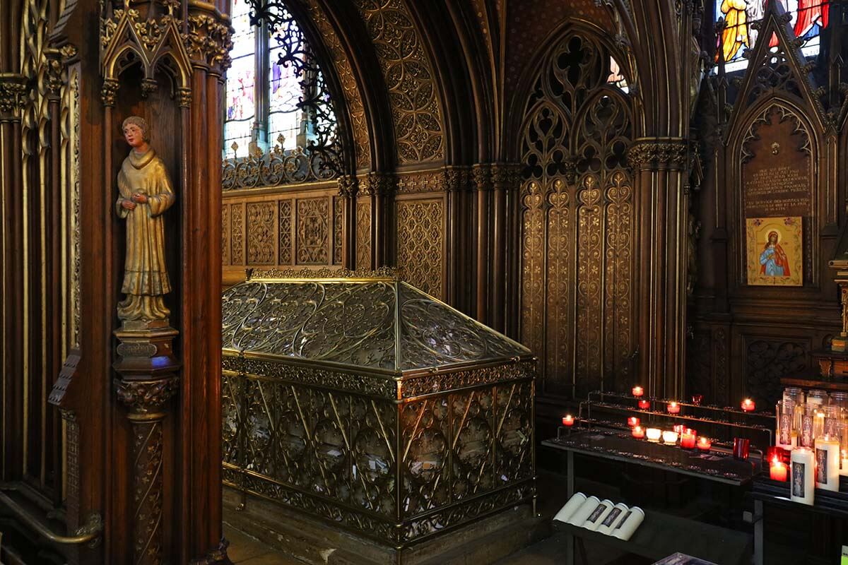 The shrine of Saint Geneviève the patron saint of Paris in St Etienne du Mont Church