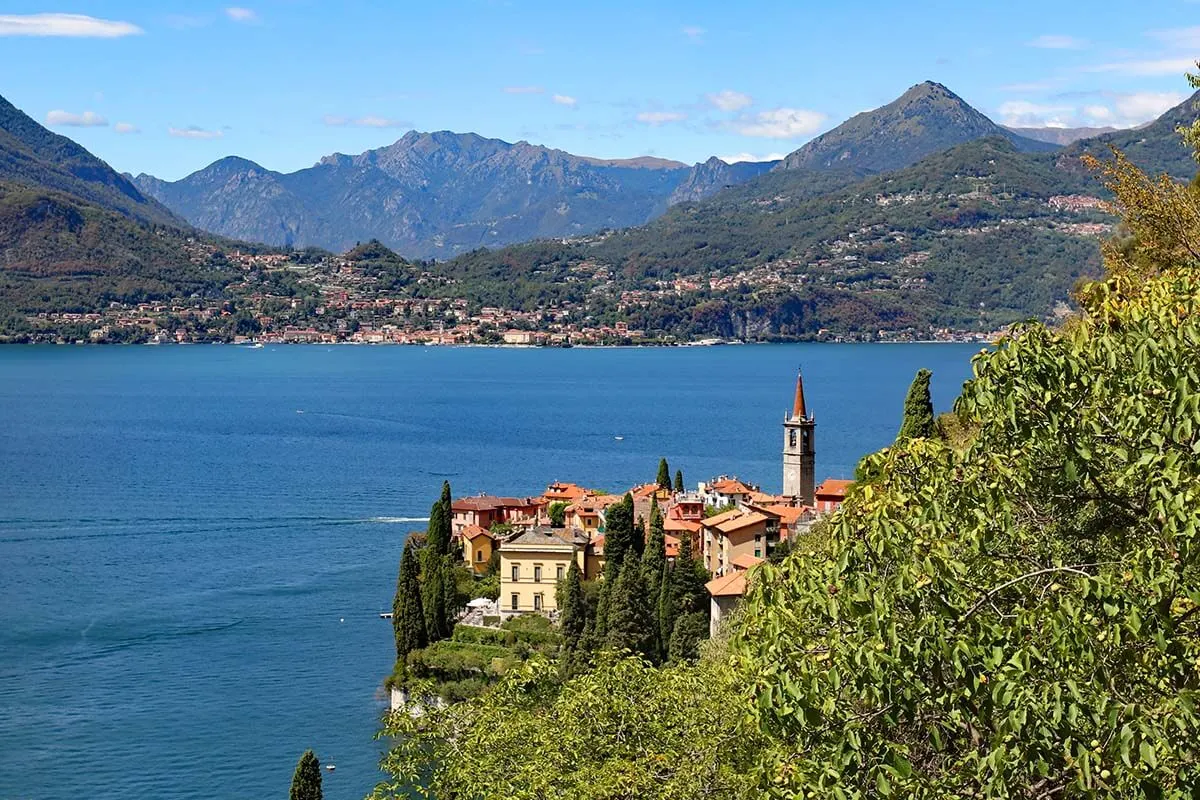 Varenna town aerial view