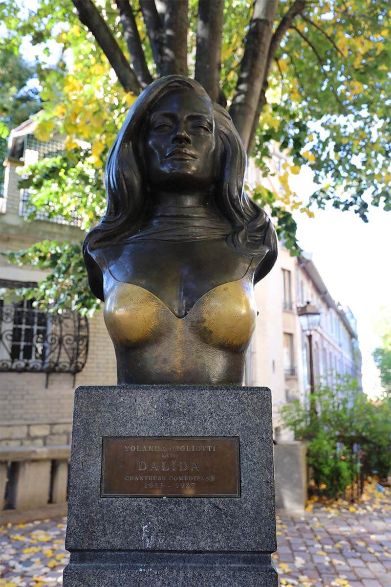 Bronze bust of Dalida in Montmartre, Paris
