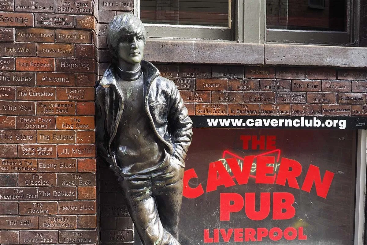 John Lennon statue and the Wall of Fame at the Cavern Pub in Liverpool