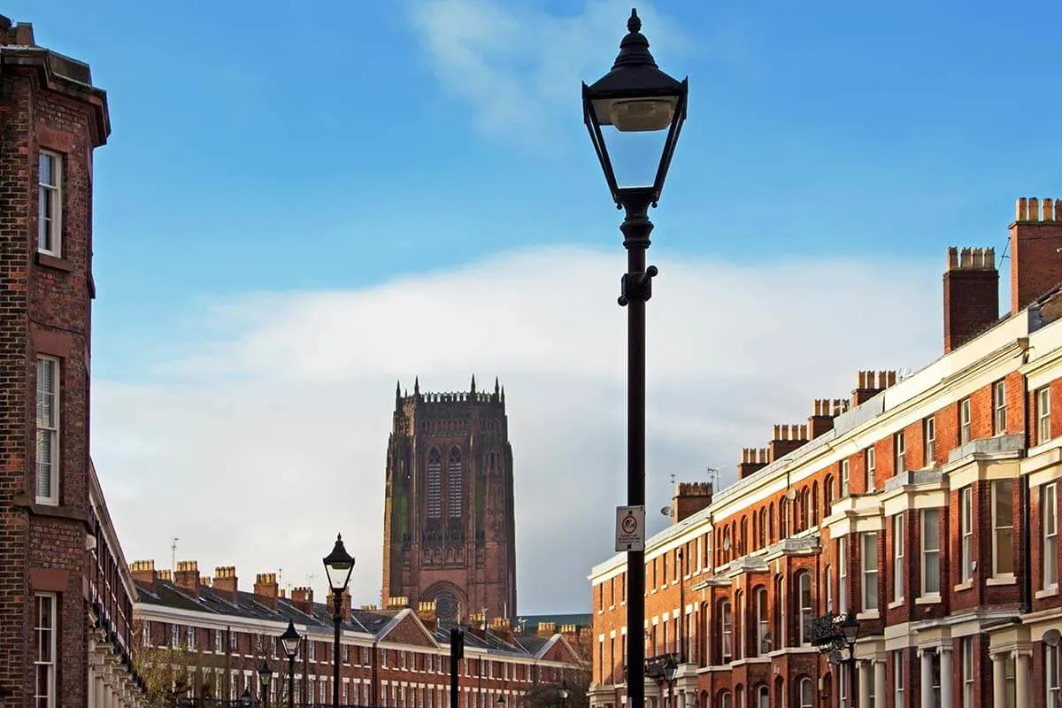 Red houses of Georgian Quarter in Liverpool