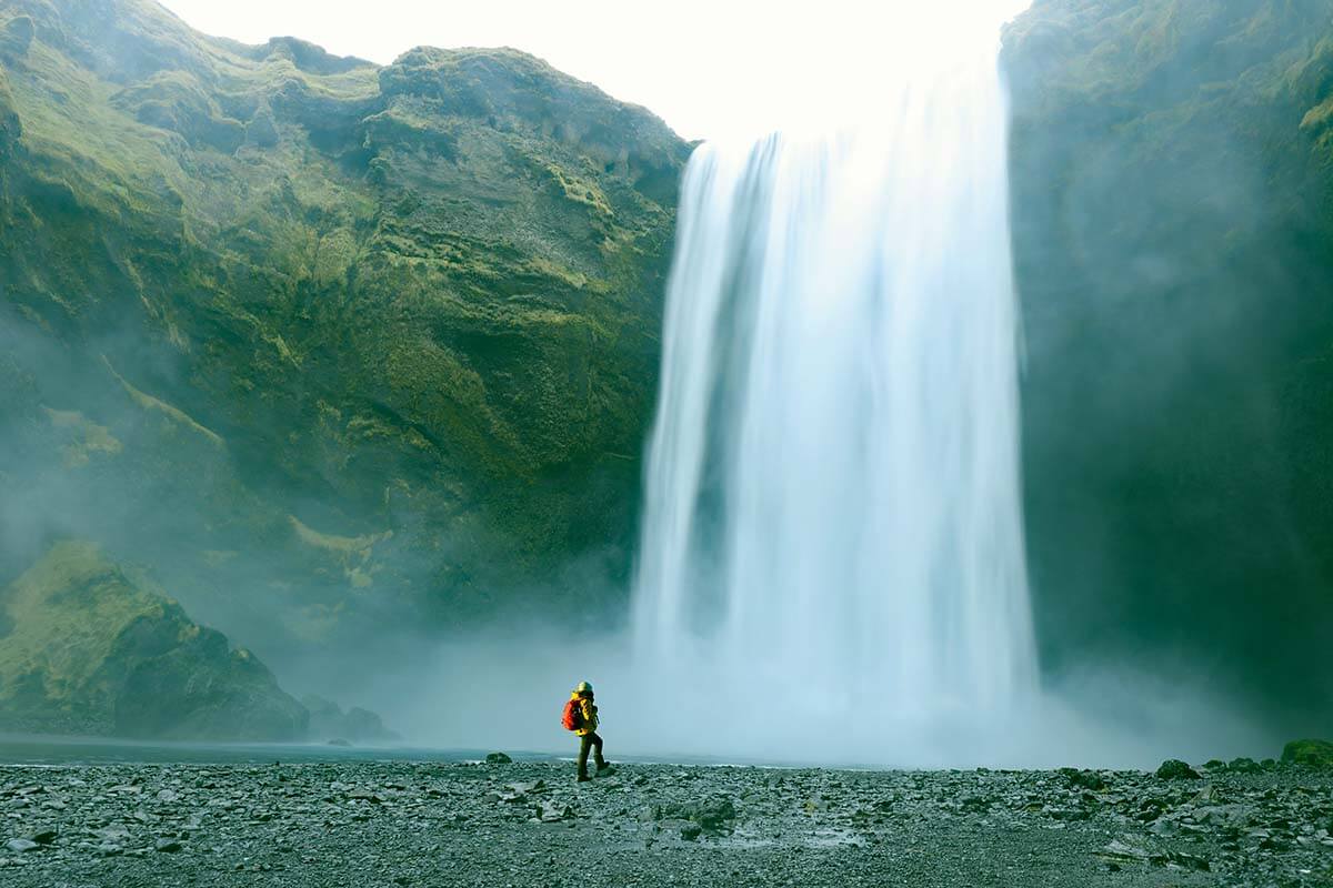 Skogafoss waterfall in Southern Iceland in winter