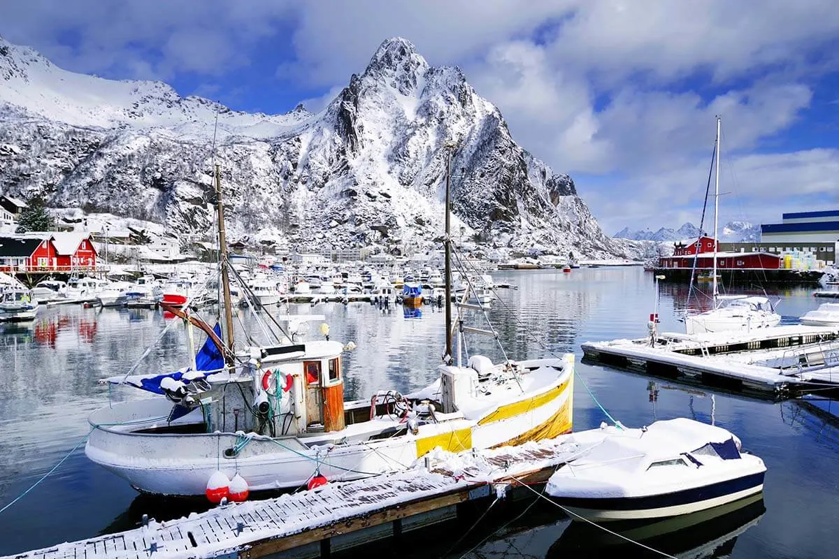 Svolvaer town in Lofoten in winter