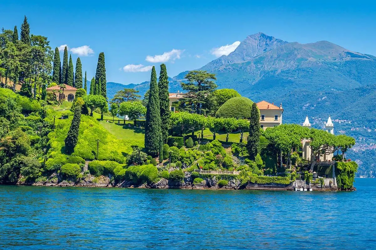 Villa del Balbianello and gardens as seen from the lakeside