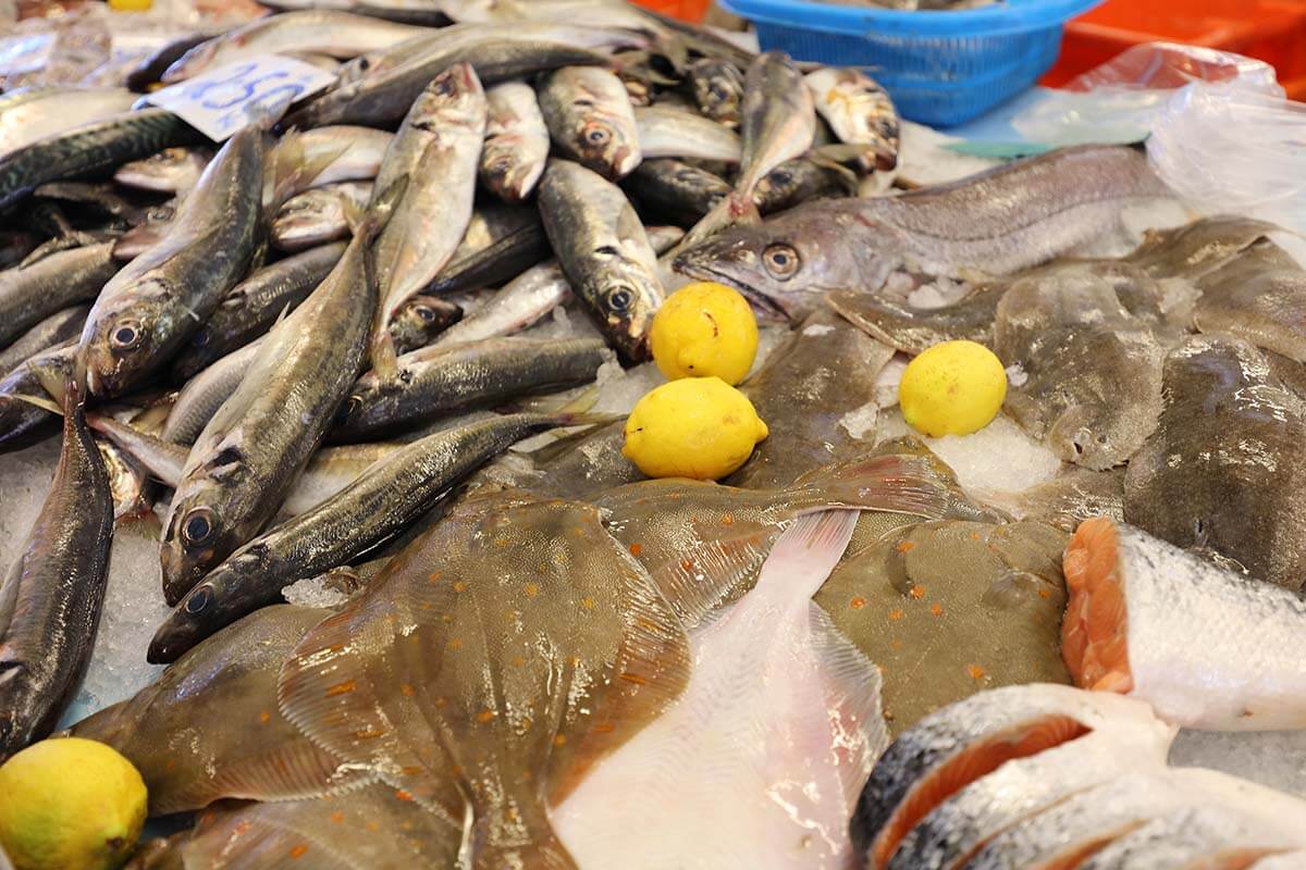 Fresh fish for sale at a local market in Portugal