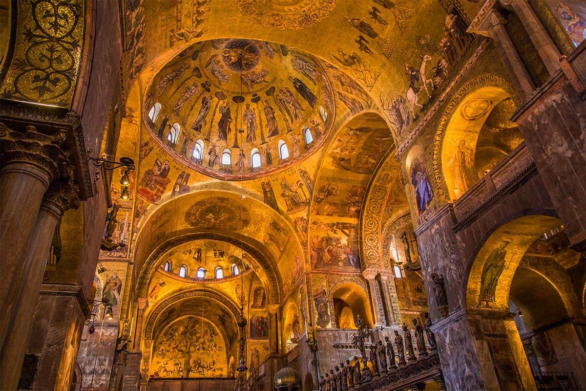 Golden interior of St Marco Basilica in Venice, Italy