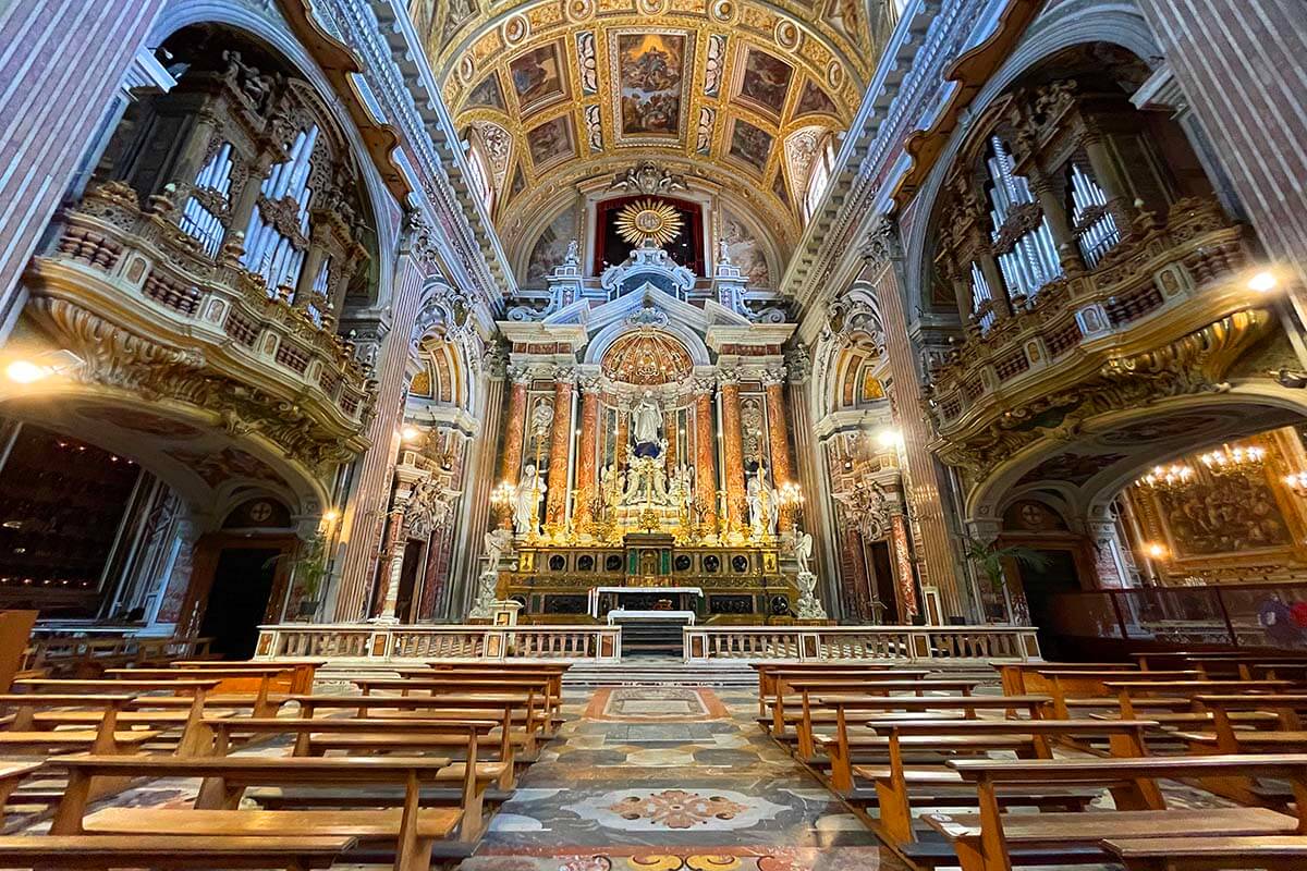 Inside the Gesu Nuovo Church in Naples Italy