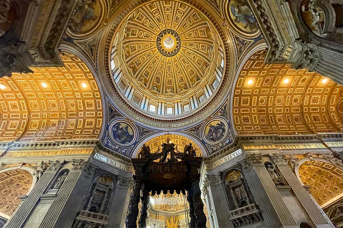 Interior of Saint Peter's Basilica in Rome - best churches in Italy