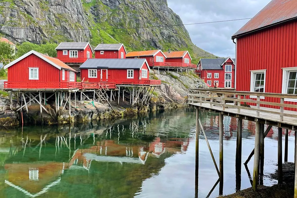 Lofoten rorbuer - traditional red cabins in Lofoten islands Norway