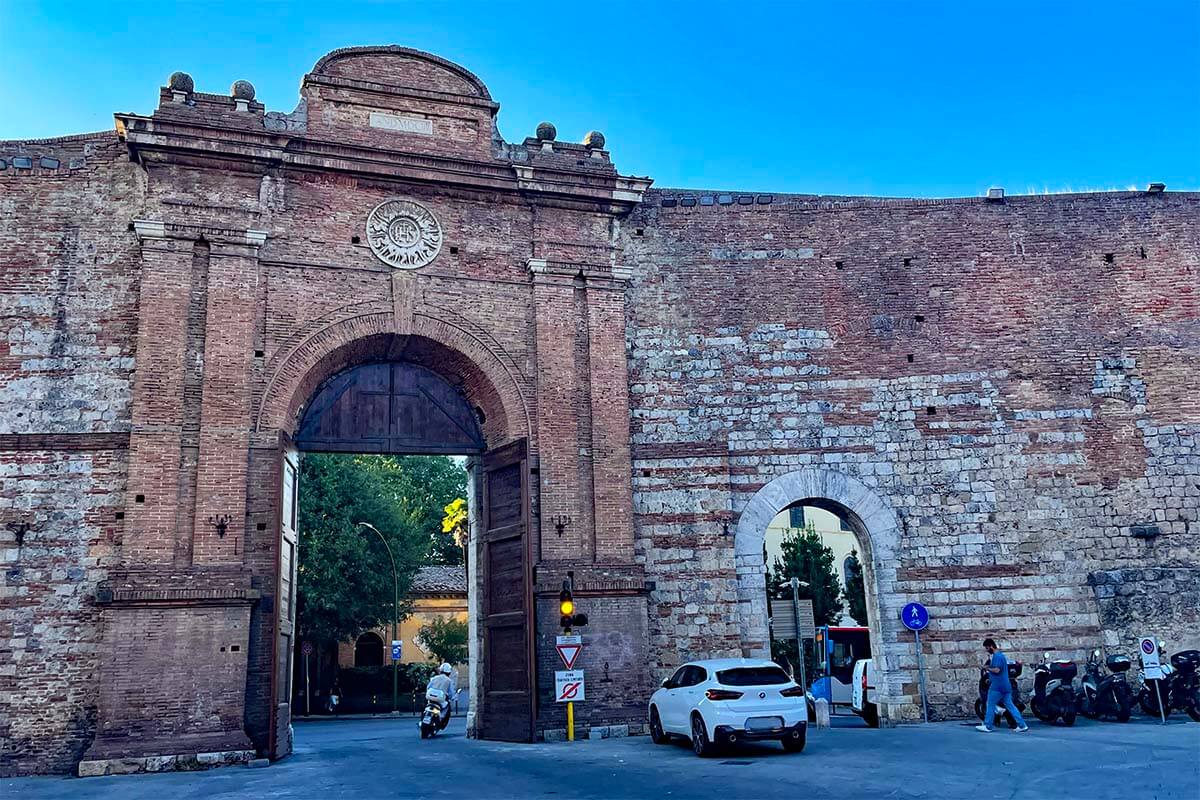 Old city gates in Siena, Italy - Porta Camollia