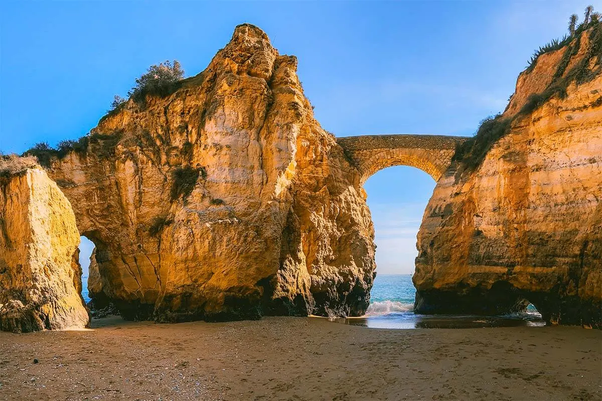 Praia dos Estudantes and Roman Bridge in Lagos Algarve Portugal