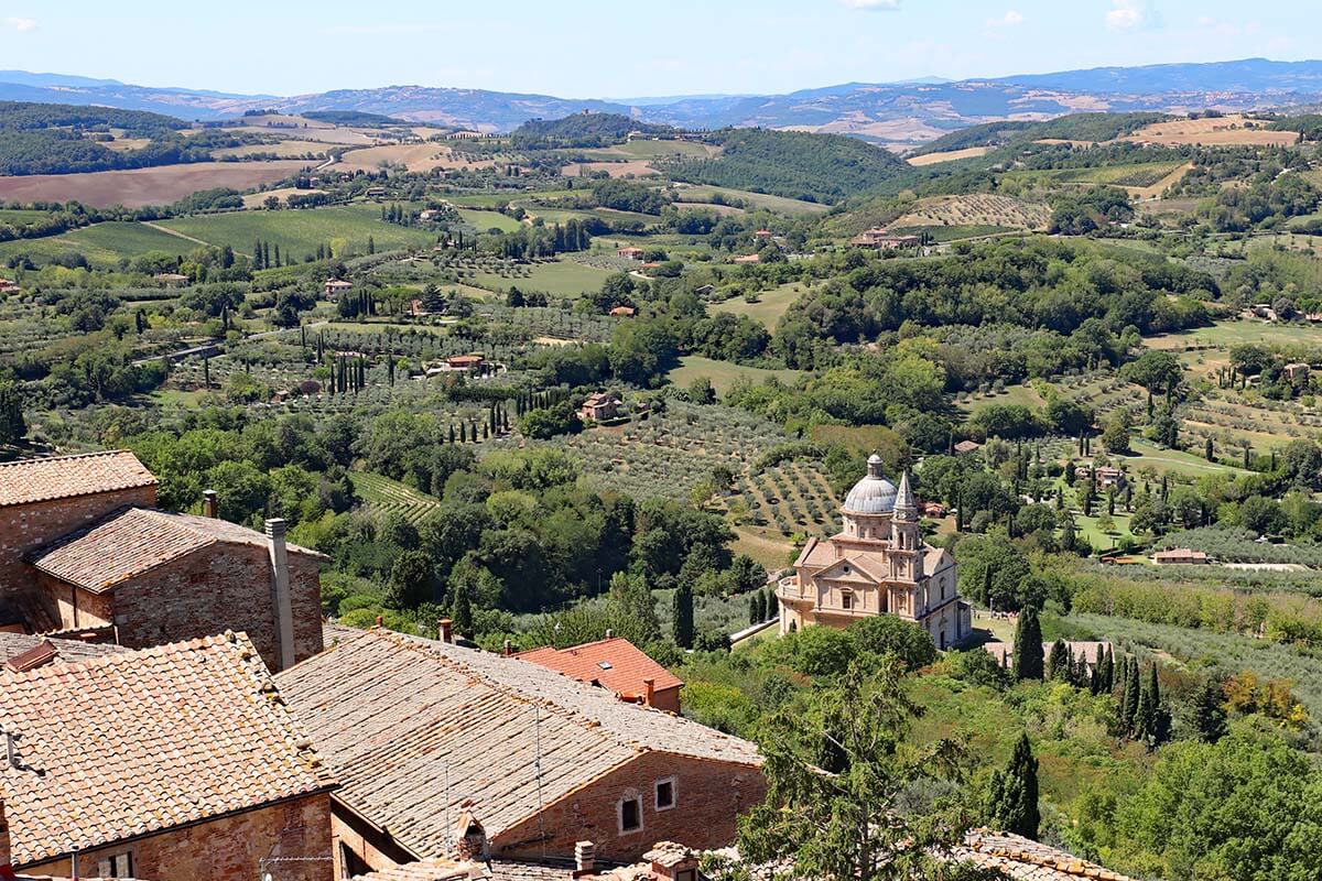 Sanctuary of the Madonna di San Biagio in Montepulciano - view from the city hall
