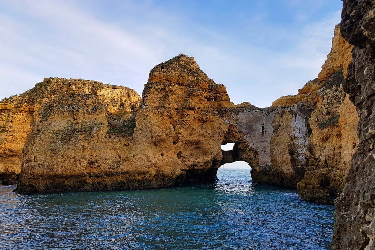 Sea caves and cliffs near Ponta Piedade in Lagos Algarve