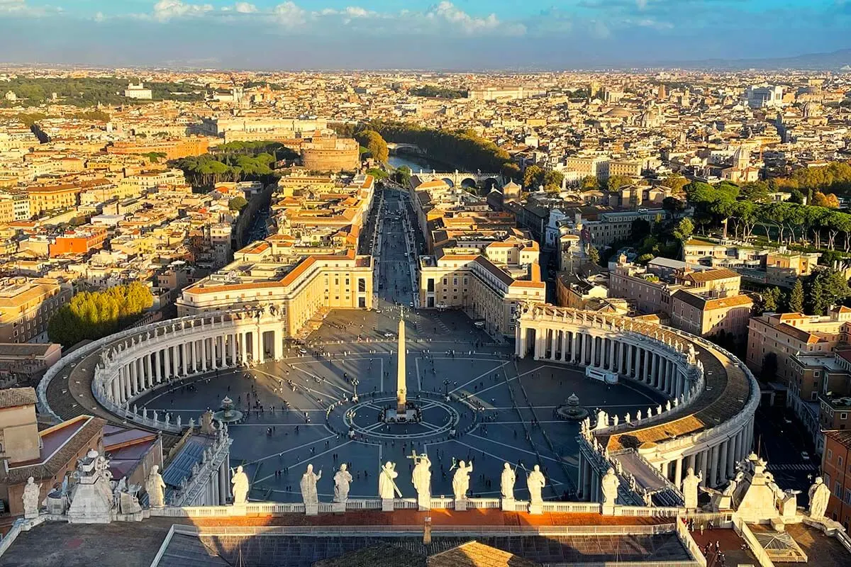 St Peter's Basilica rooftop view - best churches to visit in Italy