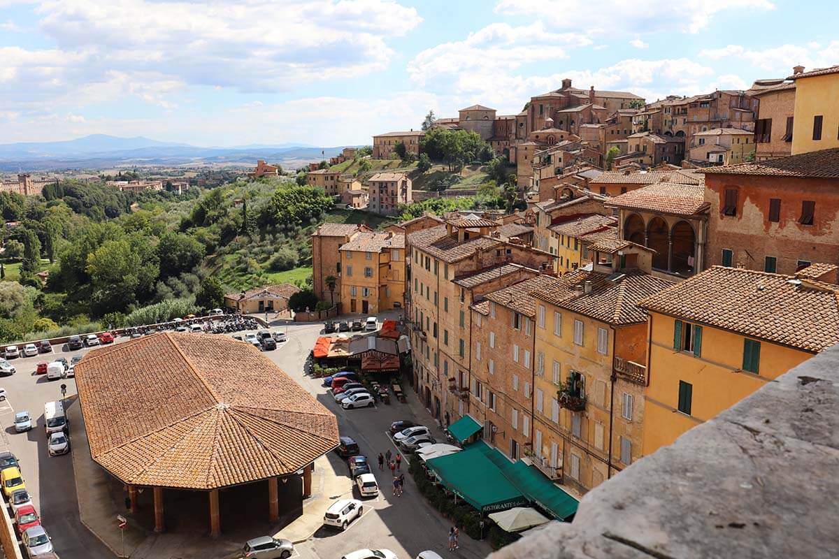 View from the terrace of Palazzo Pubblico in Siena Tuscany