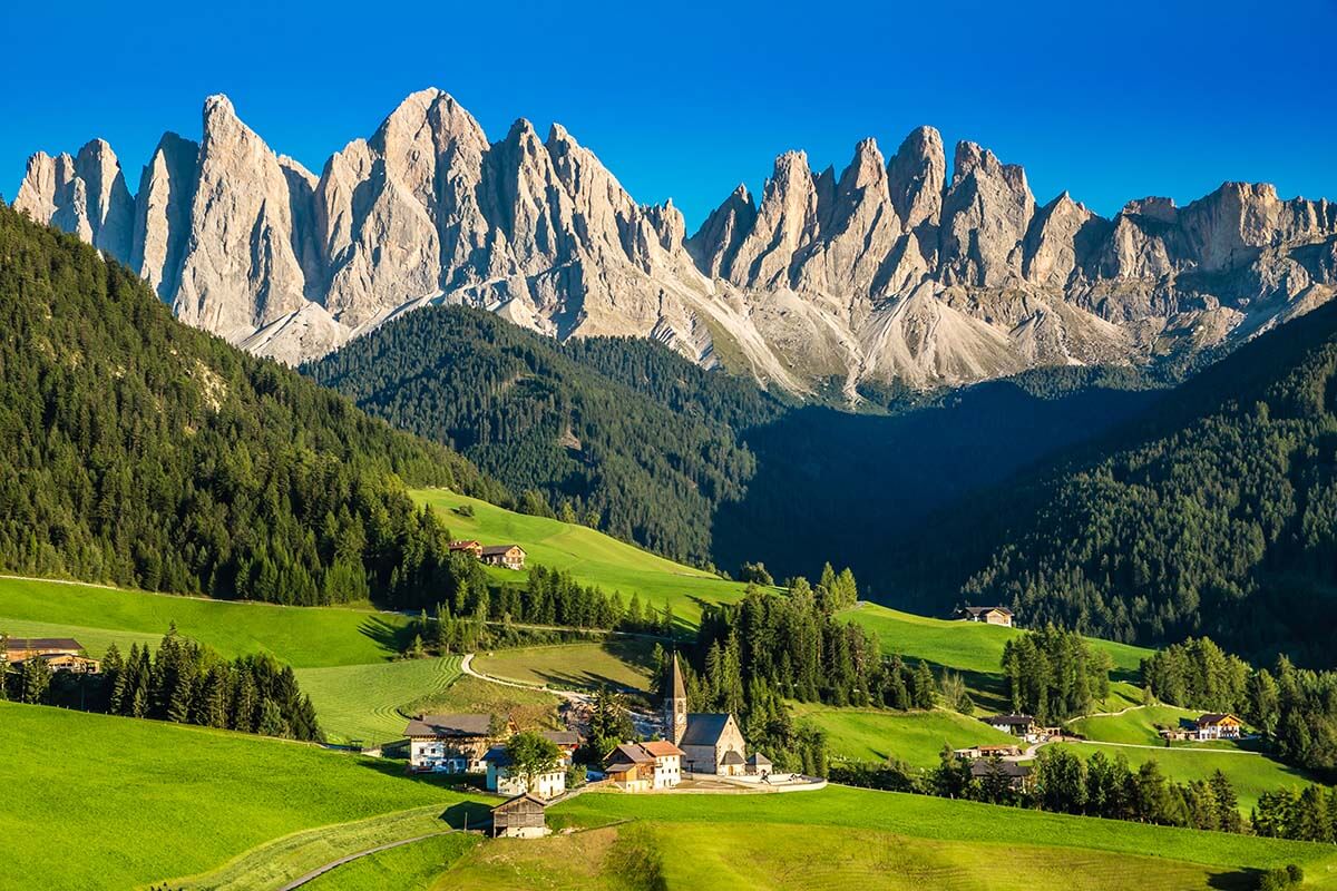 Funes Valley in the Dolomites, Italy