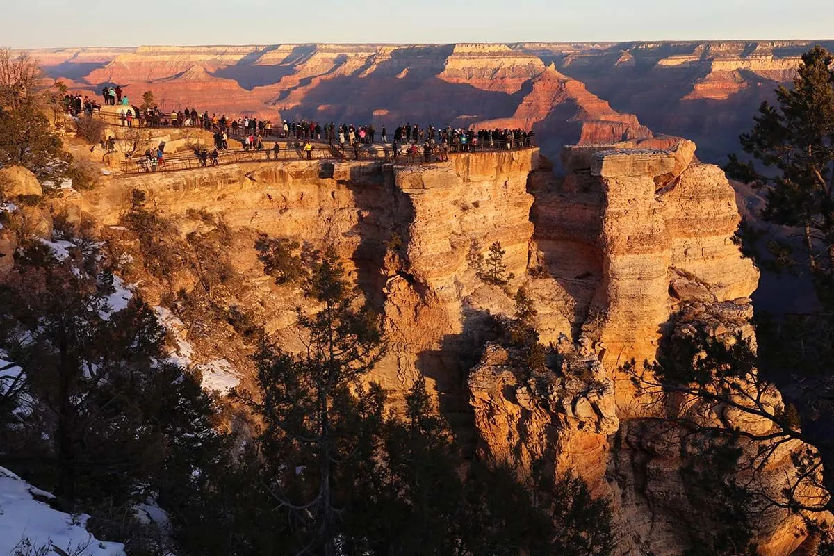 Grand Canyon Mather Point at sunrise in winter