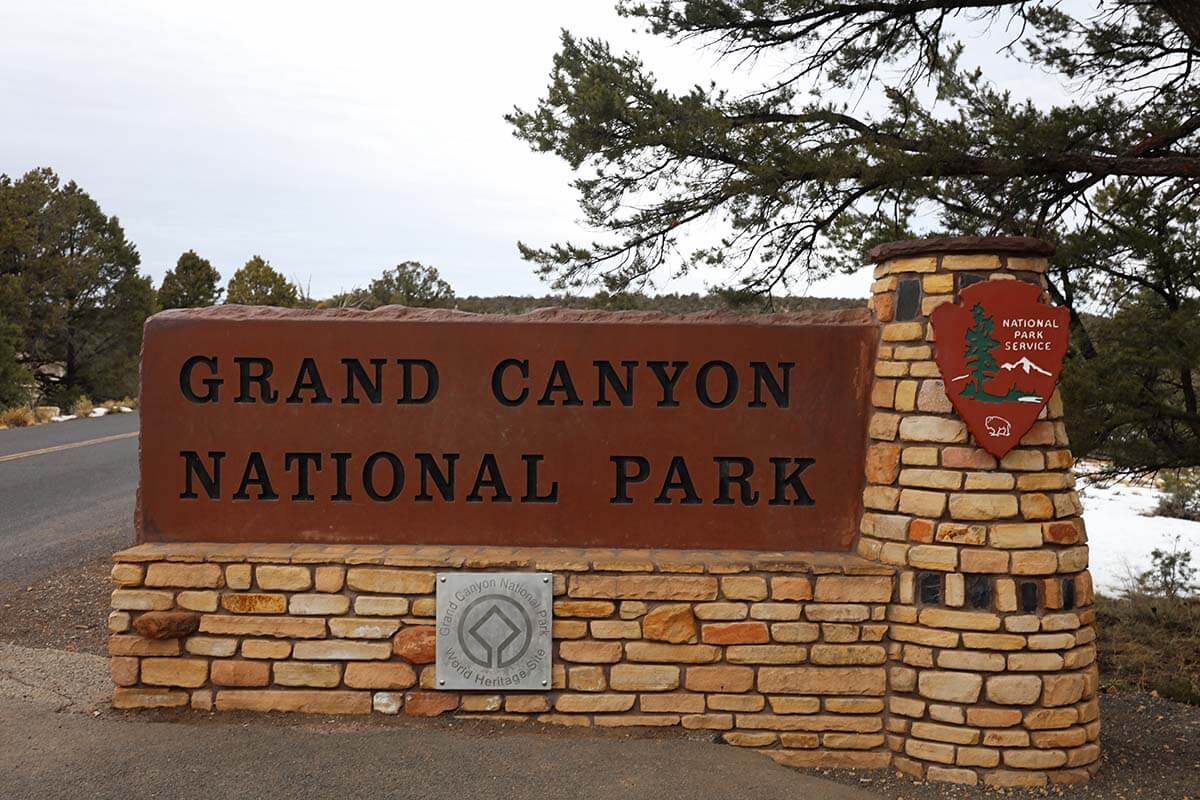 Grand Canyon entrance sign on Desert View Road