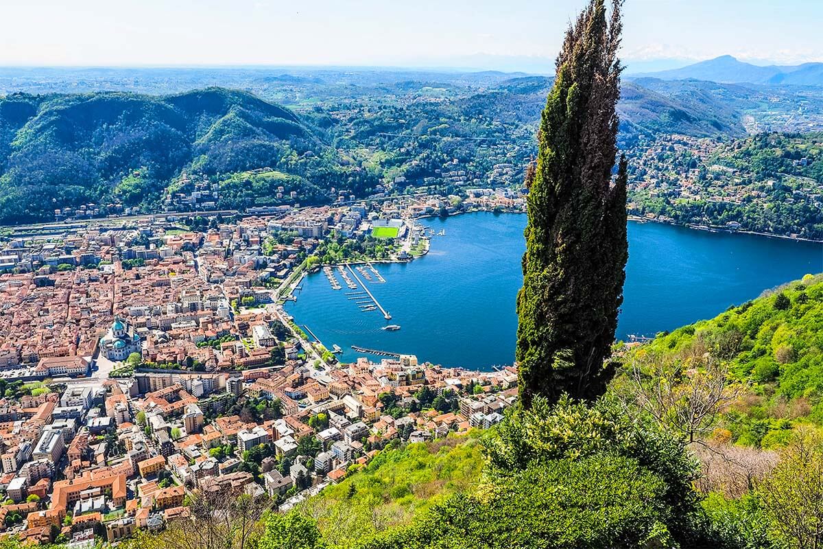 Lake Como view from Brunate, one of the must see places in Como, Italy