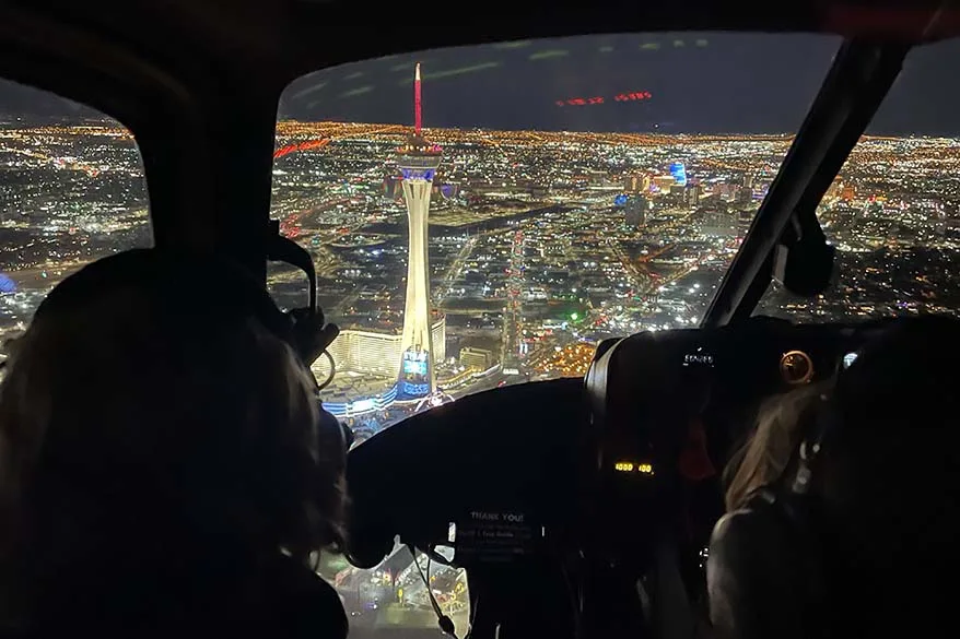 Las Vegas helicopter flight with view of the Strat Tower