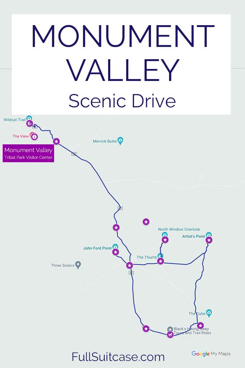 Monument Valley Scenic Drive Map