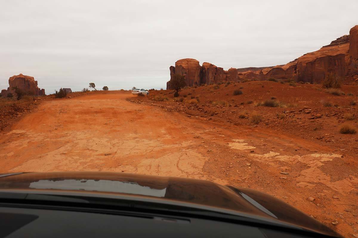 Rough dirt road of the Monument Valley Scenic Drive