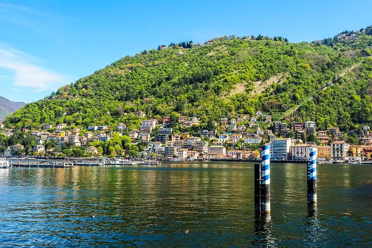 Views from lakeside promenade in Como, Italy