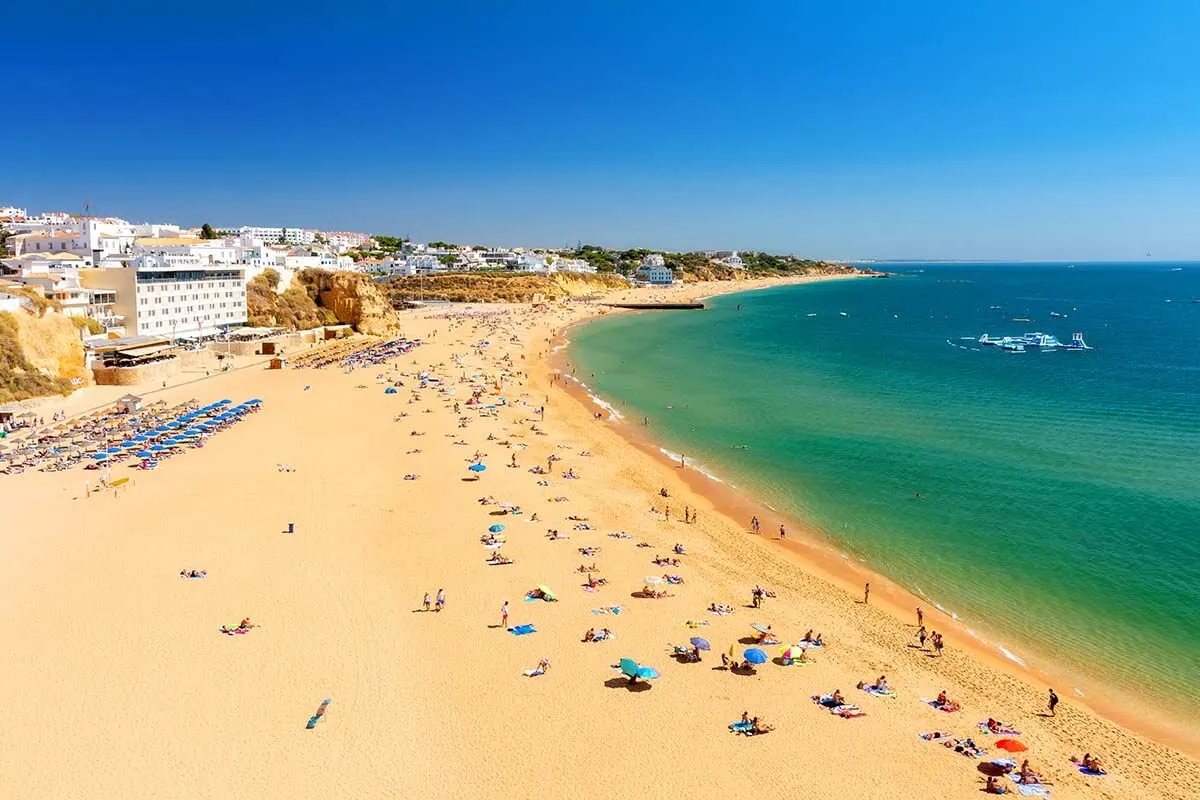 The main beach of Albufeira town in Portugal