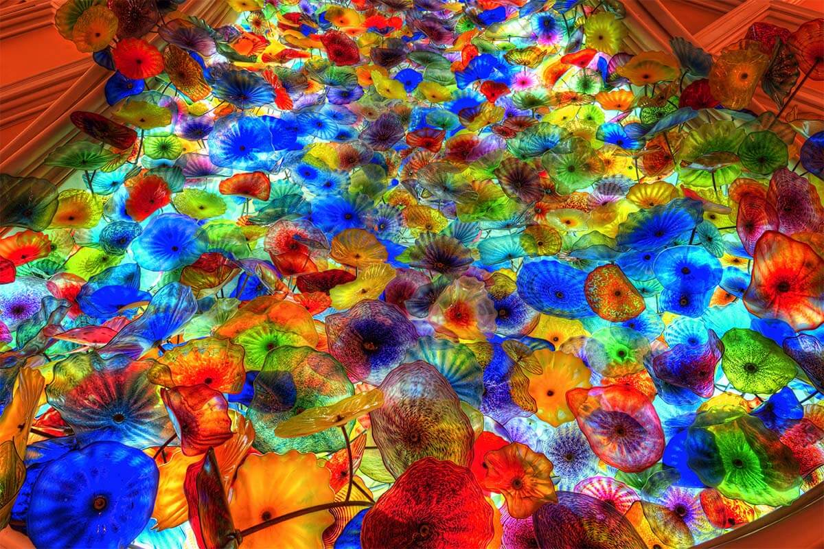 Bellagio hotel colorful flower ceiling (Fiori di Como) in Las Vegas