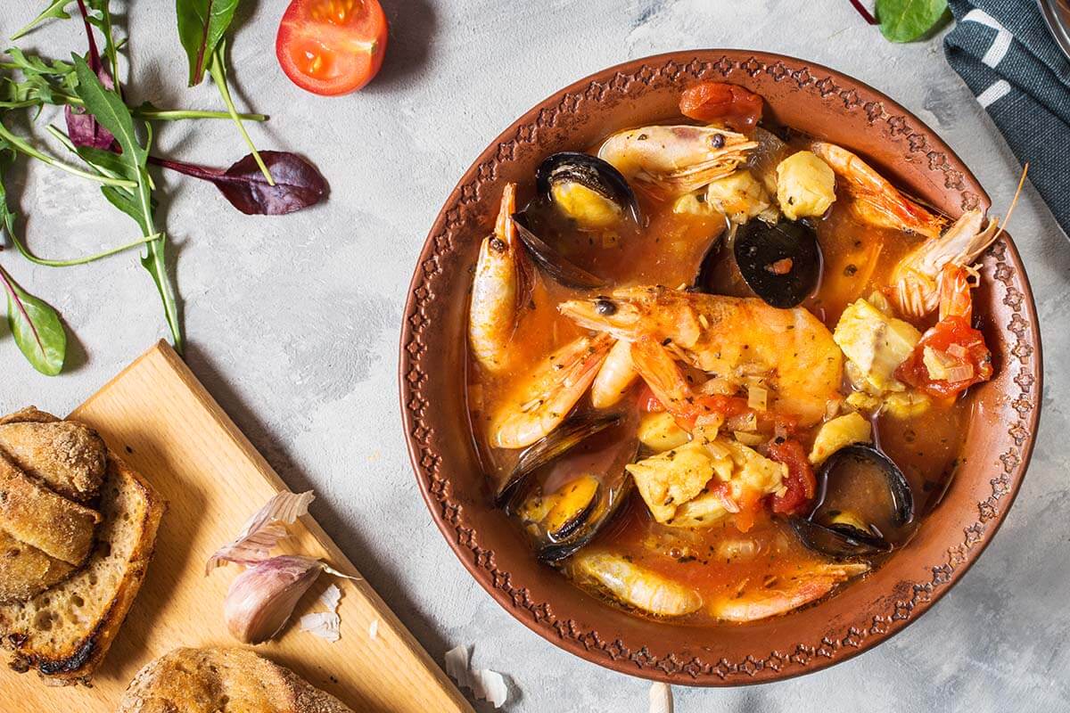 Bouillabaisse - traditional seafood soup in France