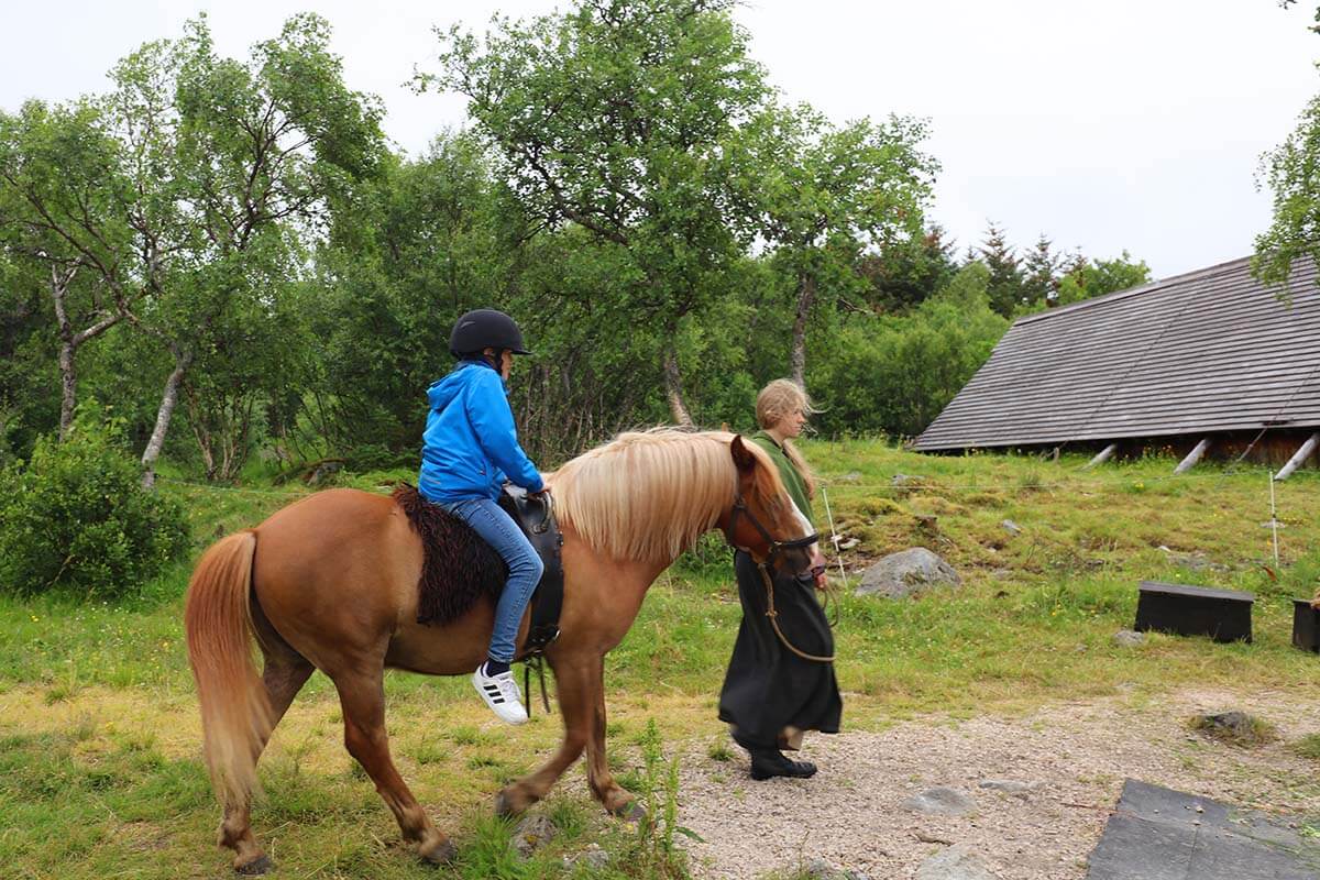 Horseback riding at Lofotr Viking Museum in Lofoten