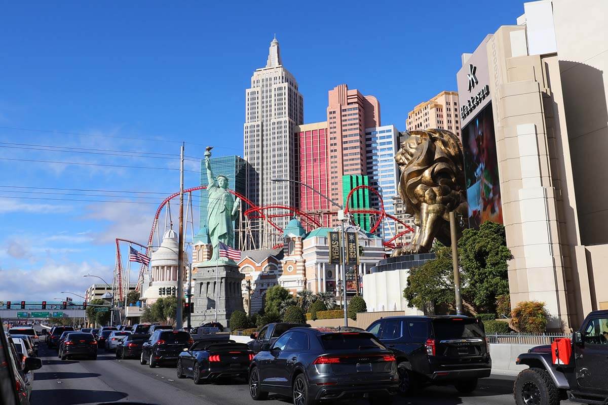 Las Vegas traffic in front of New York New York hotel