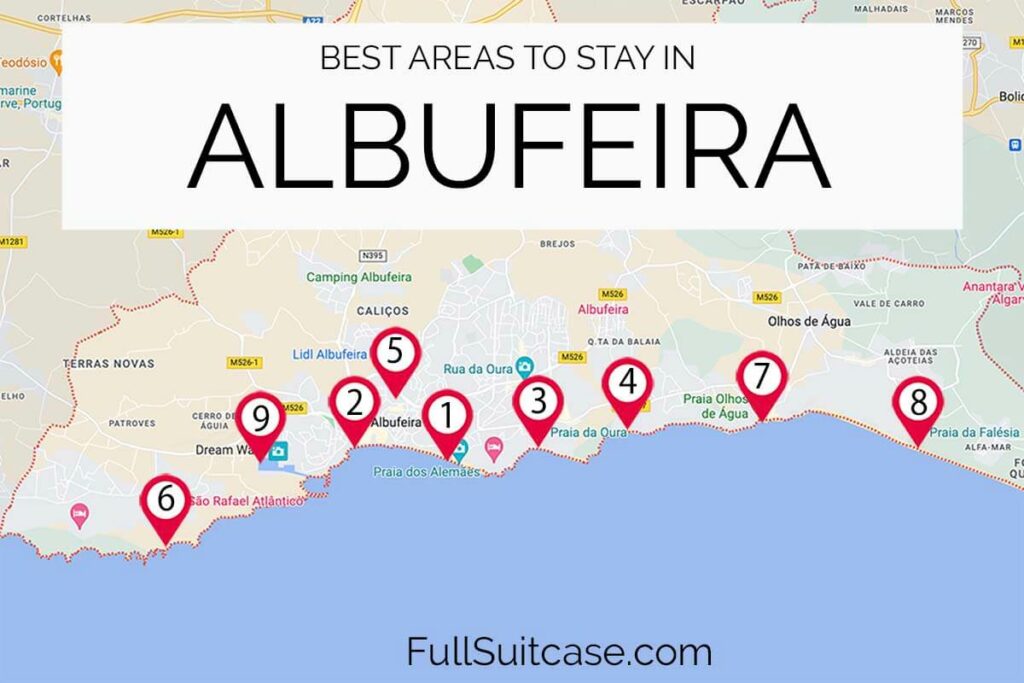 Map Of The Best Areas To Stay In Albufeira Portugal 1024x683 