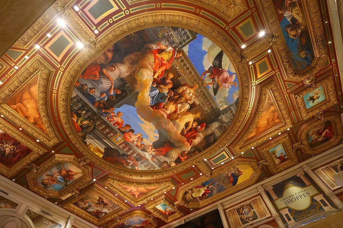 Painted ceiling at The Venetian hotel casino in Las Vegas USA