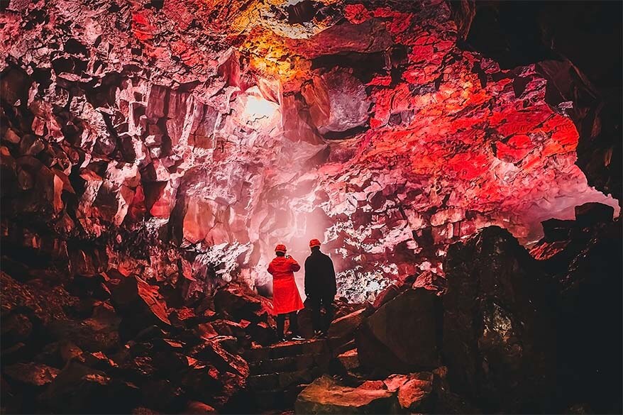 Raufarholshellir lava tunnel near Reykjavik Iceland