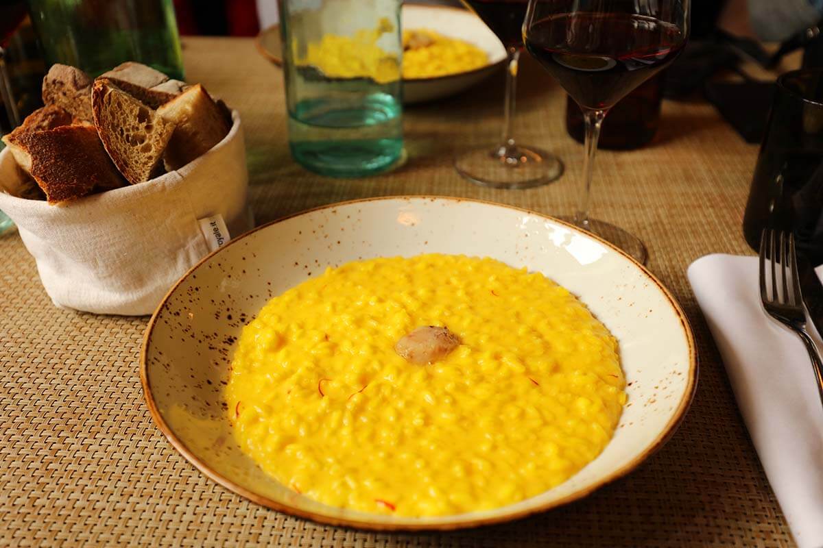 Risotto alla Milanese at a restaurant in Milan, Italy