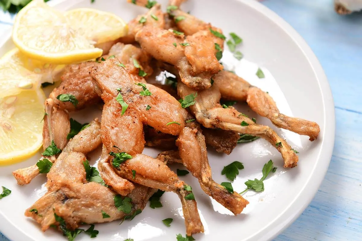 Traditional French food - frog legs (cuisses de grenouille)