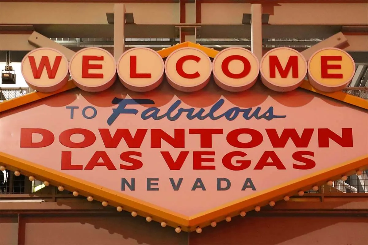 Welcome sign in the old, original downtown of Las Vegas, Nevada