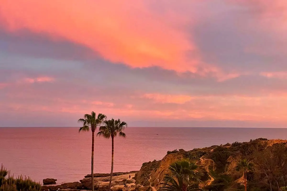 Albufeira Aveiros Beach in the Algarve at sunset in April