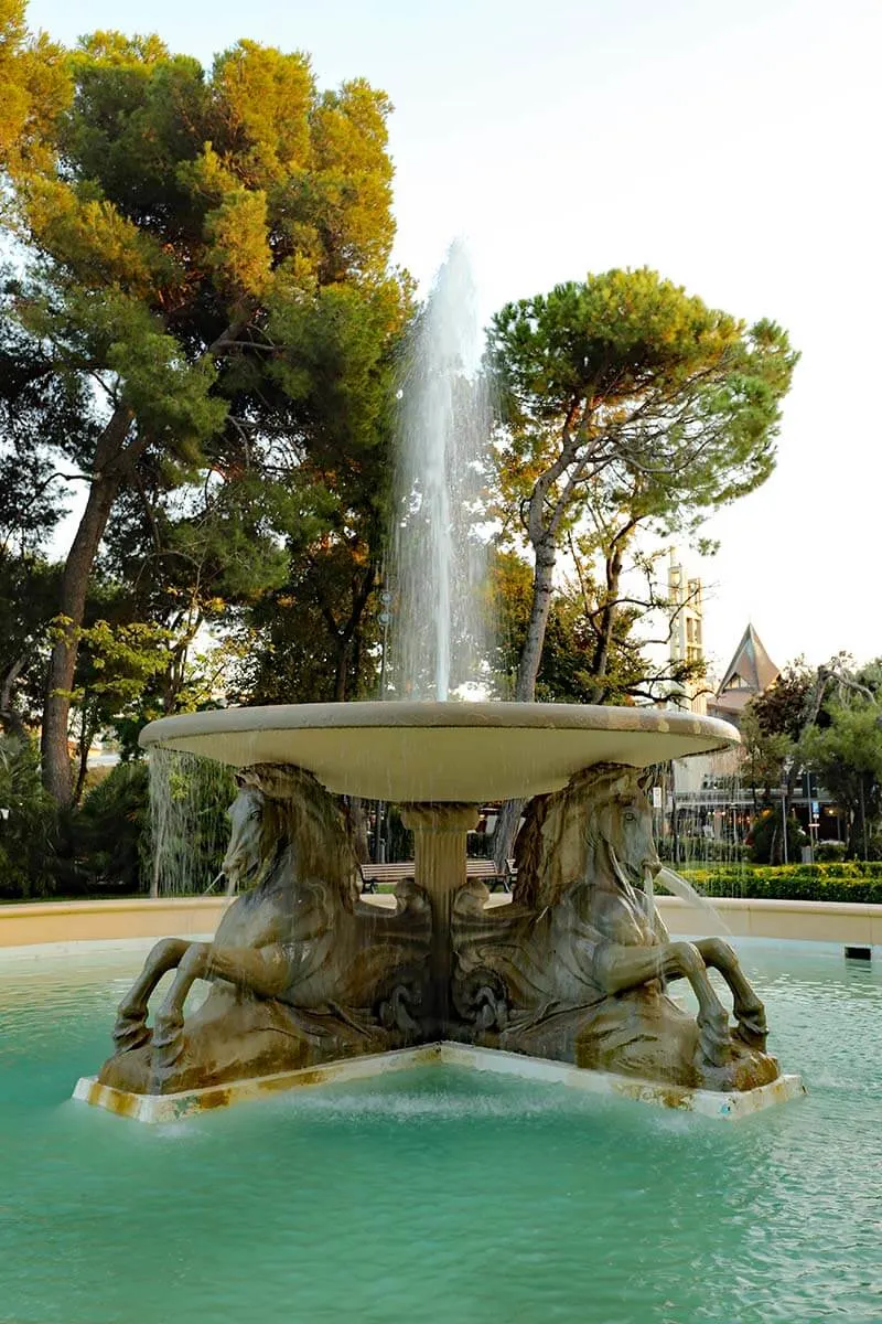 Fontana dei Quattro Cavalli in Parco Fellini in Rimini Italy