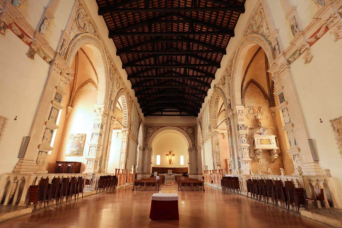 Interior of Malatestiano Temple, cathedral in Rimini Italy