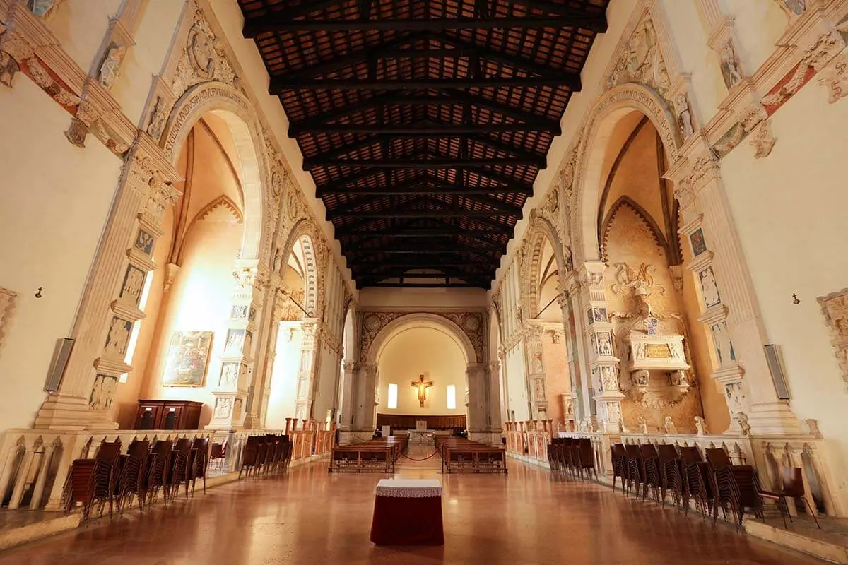 Interior of Malatestiano Temple, cathedral in Rimini Italy