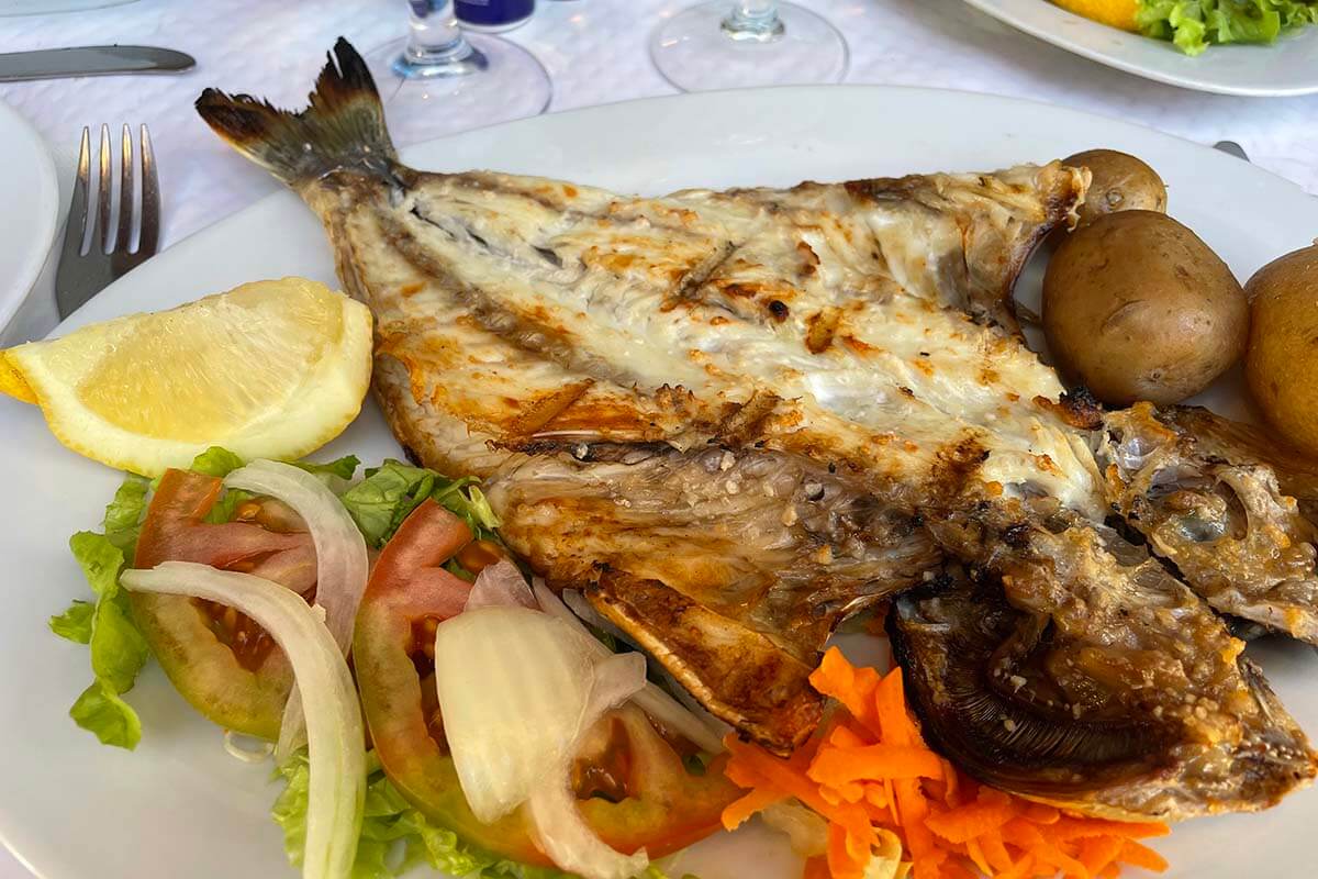 Portuguese dorado fish (baked bream) at Neto restaurant in Albufeira