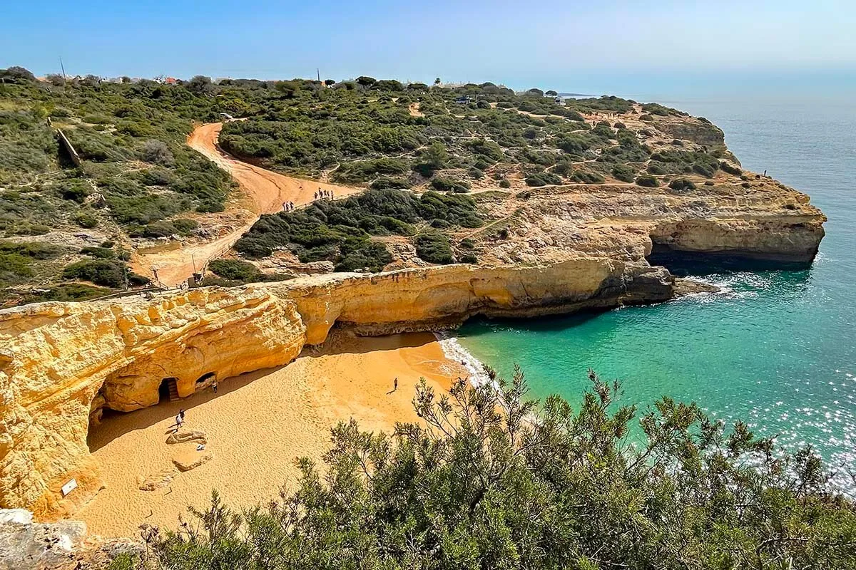 Praia do Carvalho Beach as seen from the Seven Hanging Valleys Trail (Algarve Portugal)