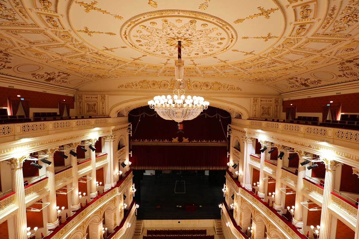 Teatro Amintore Galli opera theater interior and ceiling - Rimini Italy
