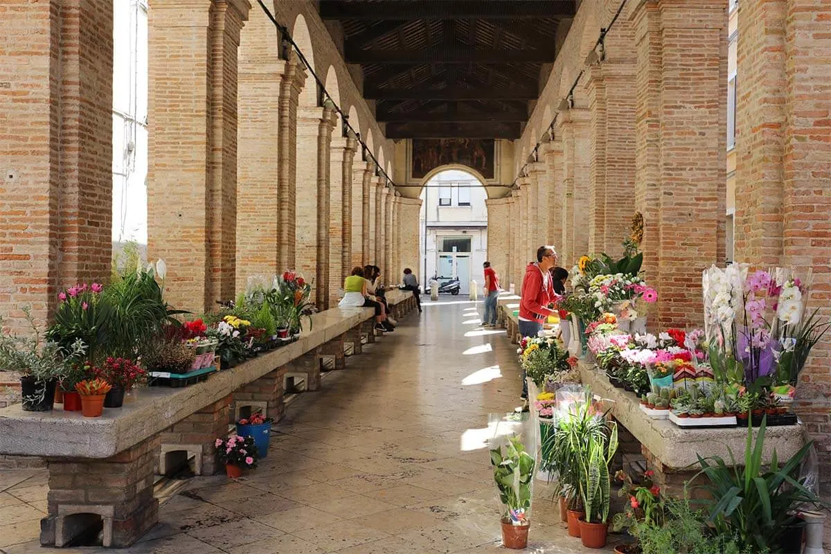 Vecchia Pescheria, now flower market in Rimini Italy