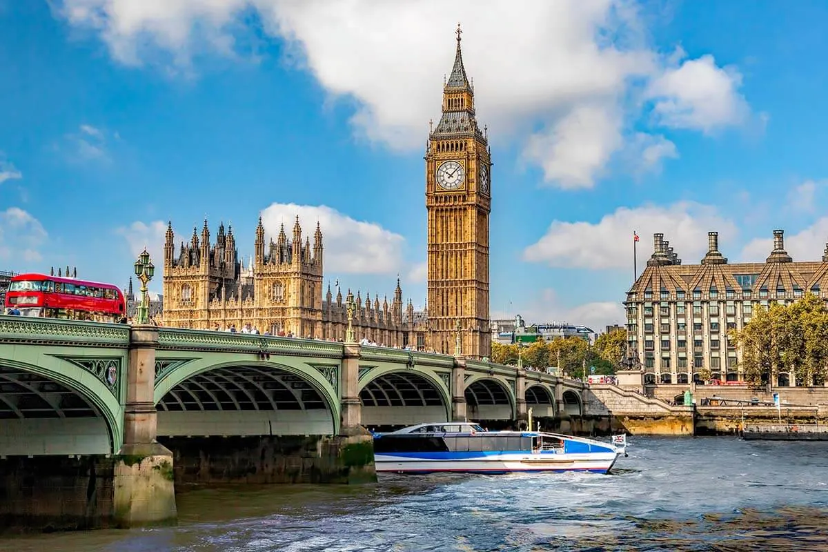 Westminster Bridge and Big Ben Tower - London day trip itinerary